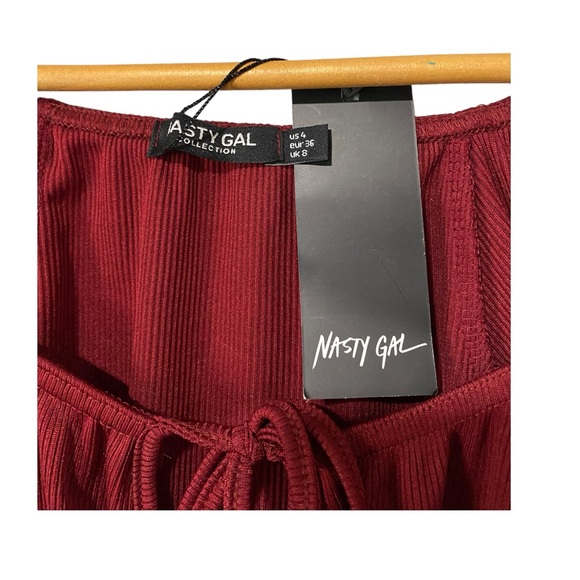 Nasty Gal | New Sweet on you square neck crop top long sleeve chest cut out top - Picture 7 of 10